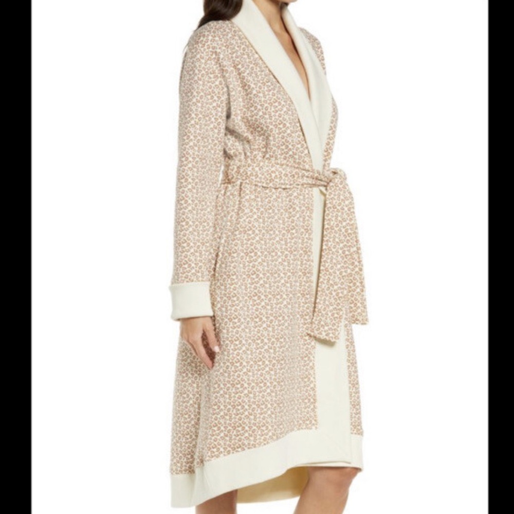 NWT UGG karoline fleece lined Cream and Tan Women's Robe size medium
